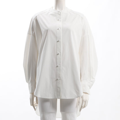 パールボタンバンドカラーシャツ