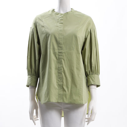 比翼仕立てバンドカラーシャツ