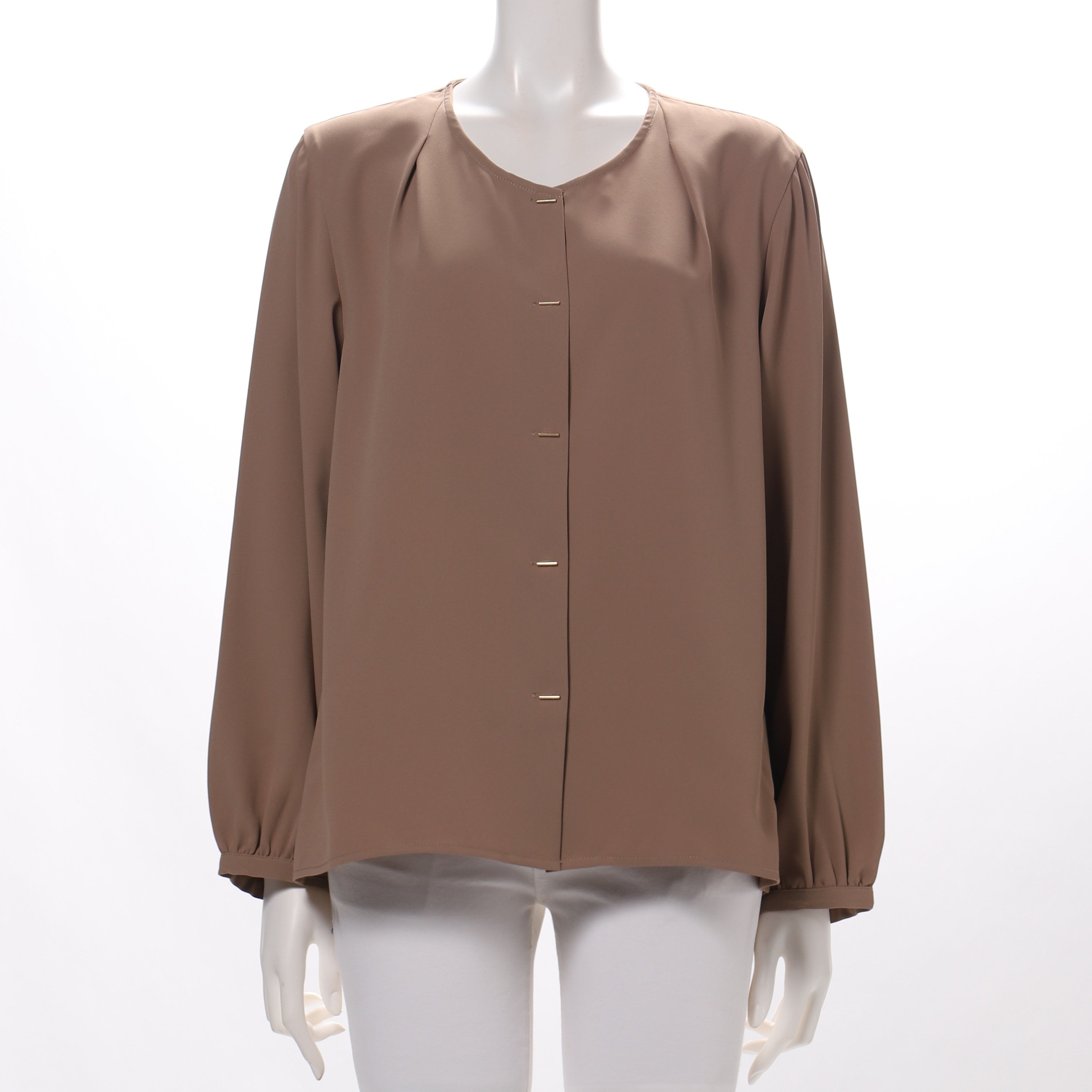 バーボタン前開きブラウス