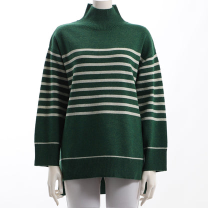 ボーダー柄ドロップショルダーニット