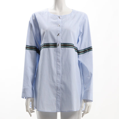 綿先染ストライプシャツ