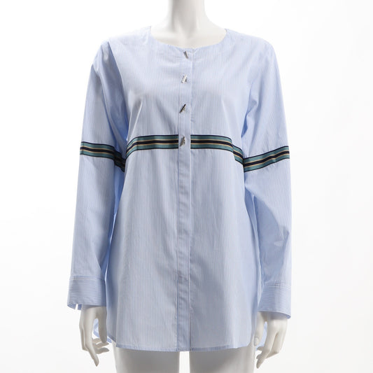 綿先染ストライプシャツ