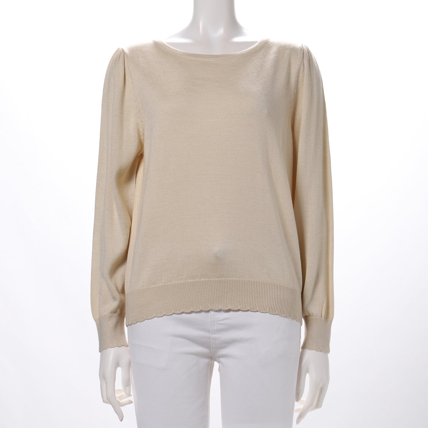 袖口スカラップデザインニット