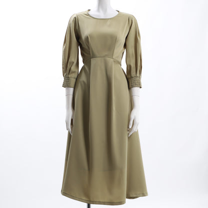 お袖デザインラウンドネックワンピース