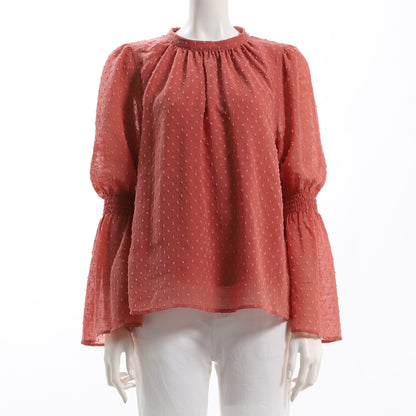 ドビードットパフスリーブブラウス