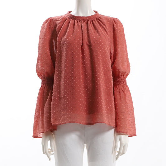 ドビードットパフスリーブブラウス