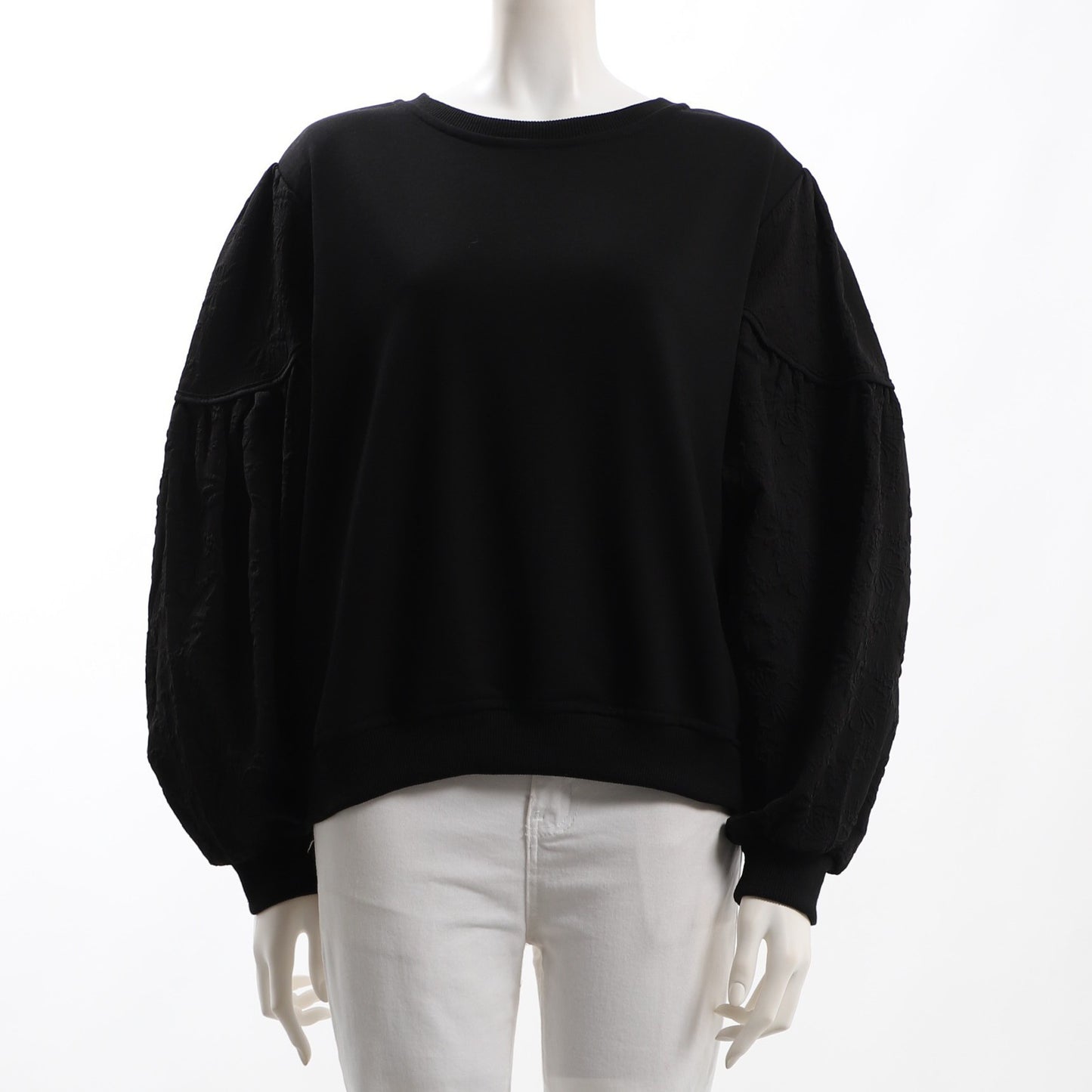 刺繍異素材切り替えプルオーバー