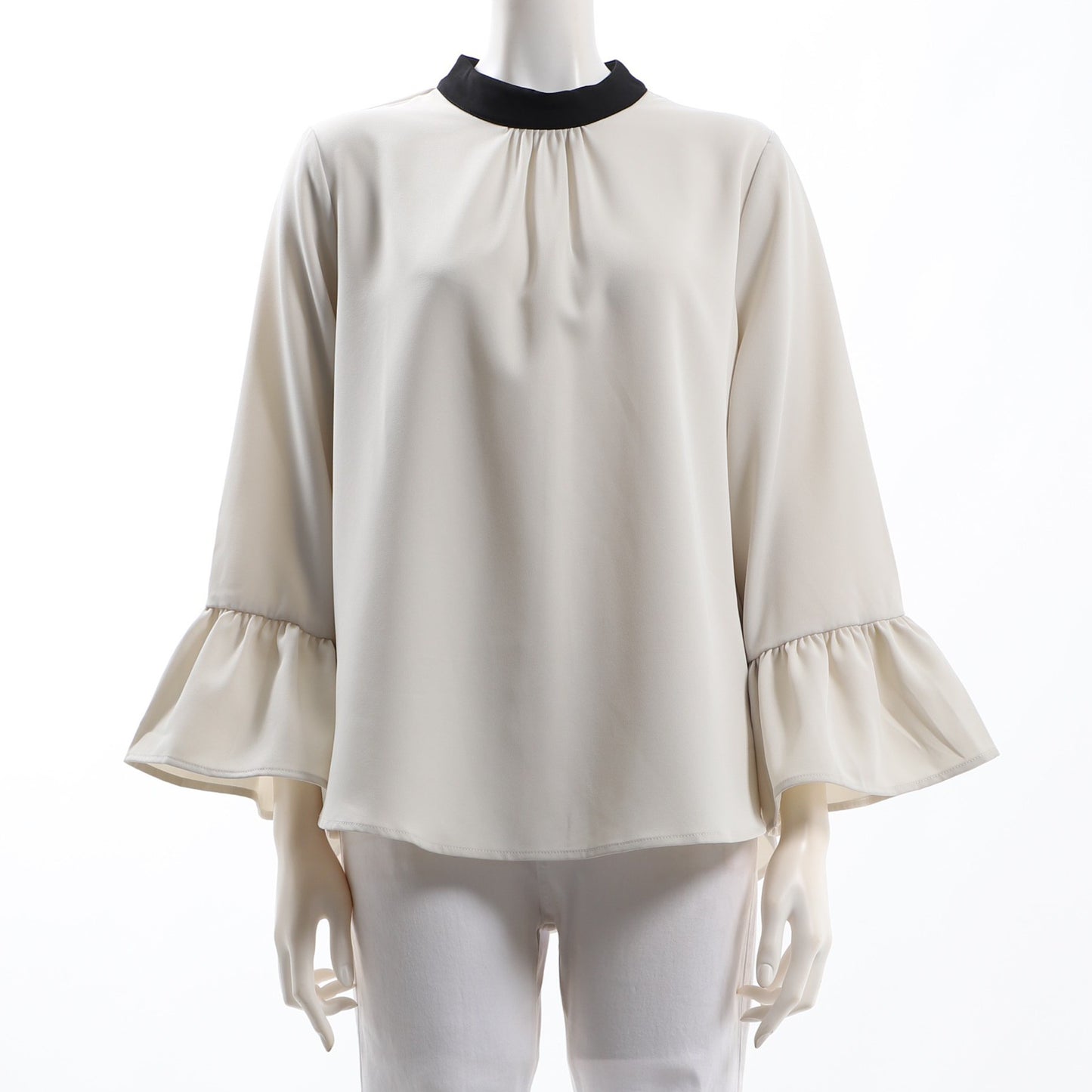 バイカラー袖ブラウス