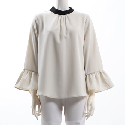 バイカラー袖ブラウス