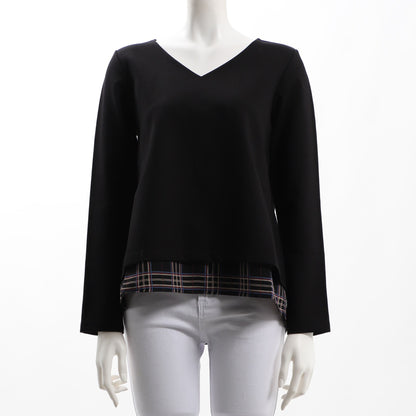 チェック柄アクセントレイヤード風カットソー