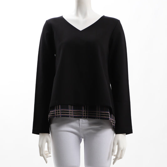 チェック柄アクセントレイヤード風カットソー