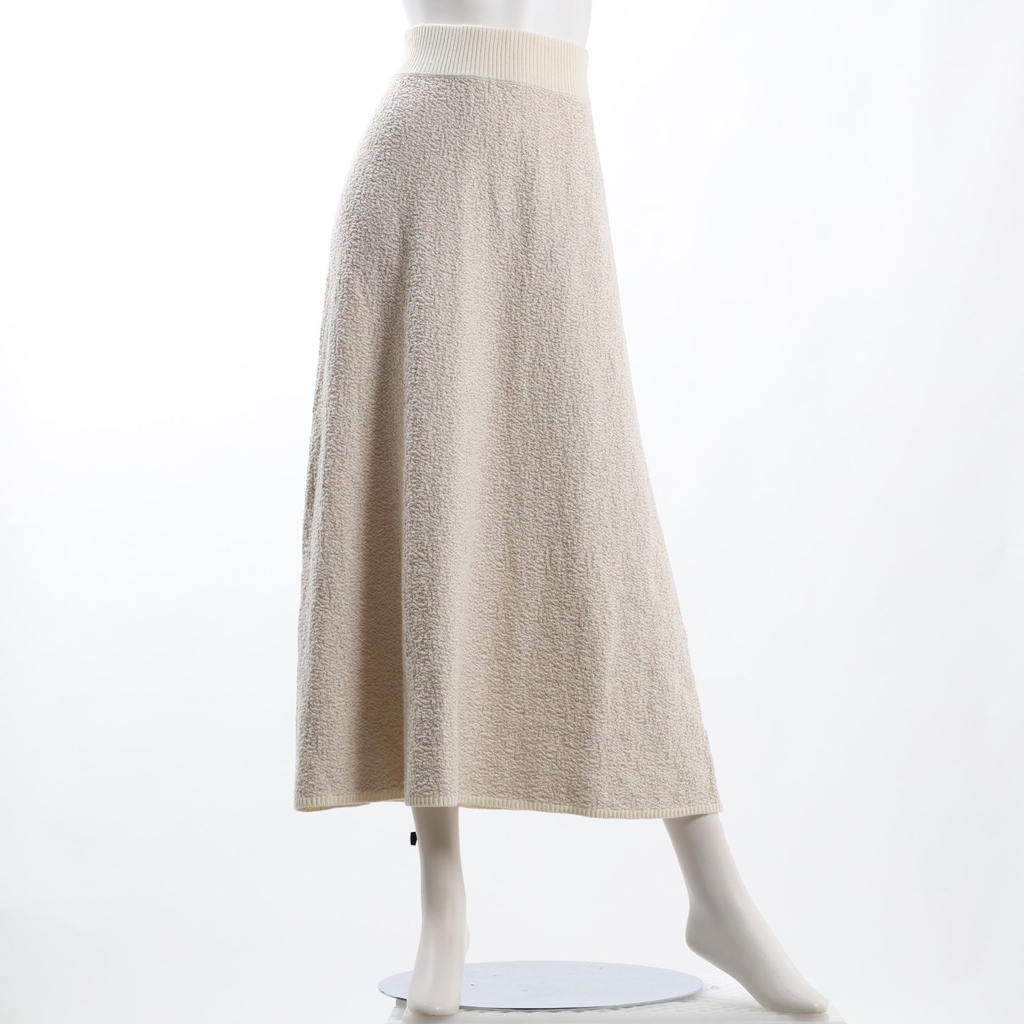 格子MIX柄ハイウエストニットフレアスカート