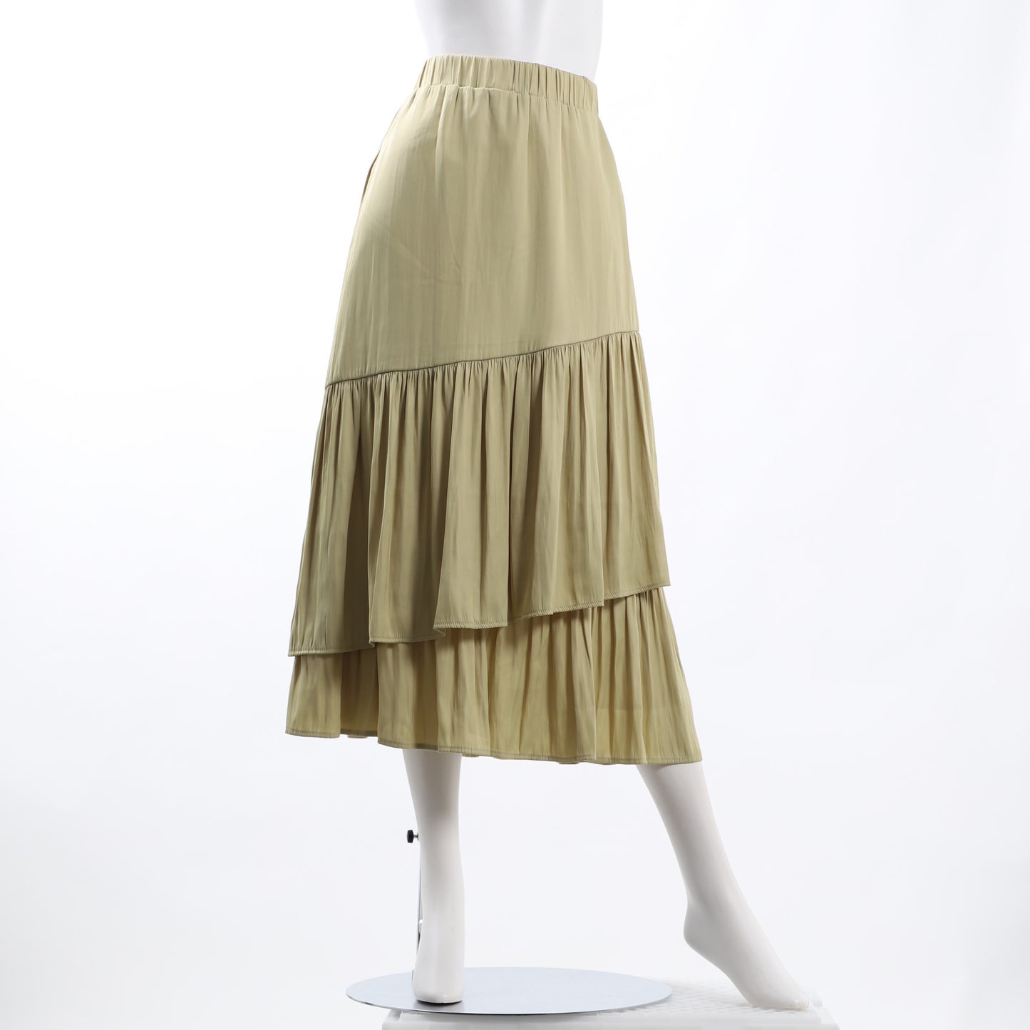 ドレープサテン切り替えギャザースカート