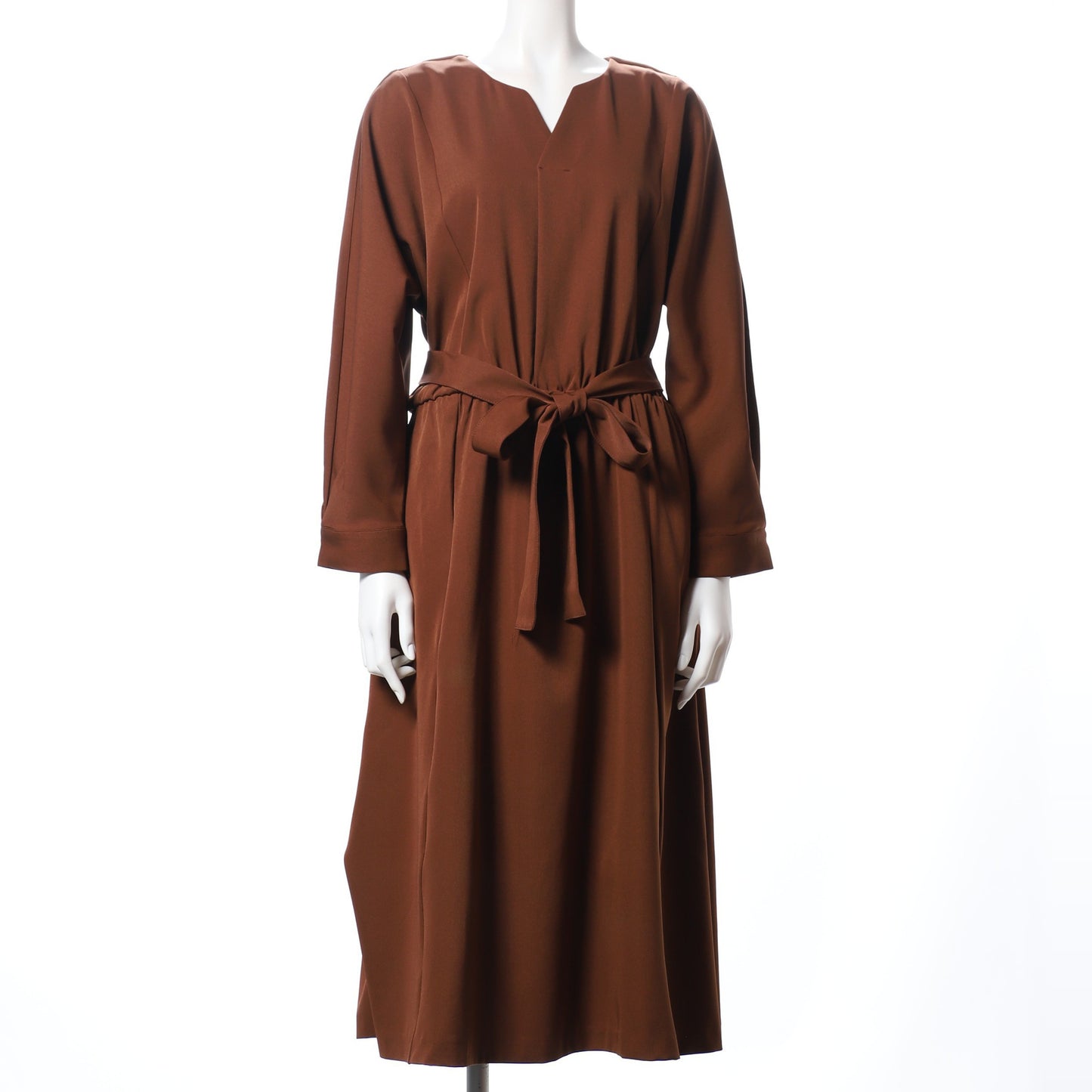 ウエストリボンオープンフロントネックワンピース