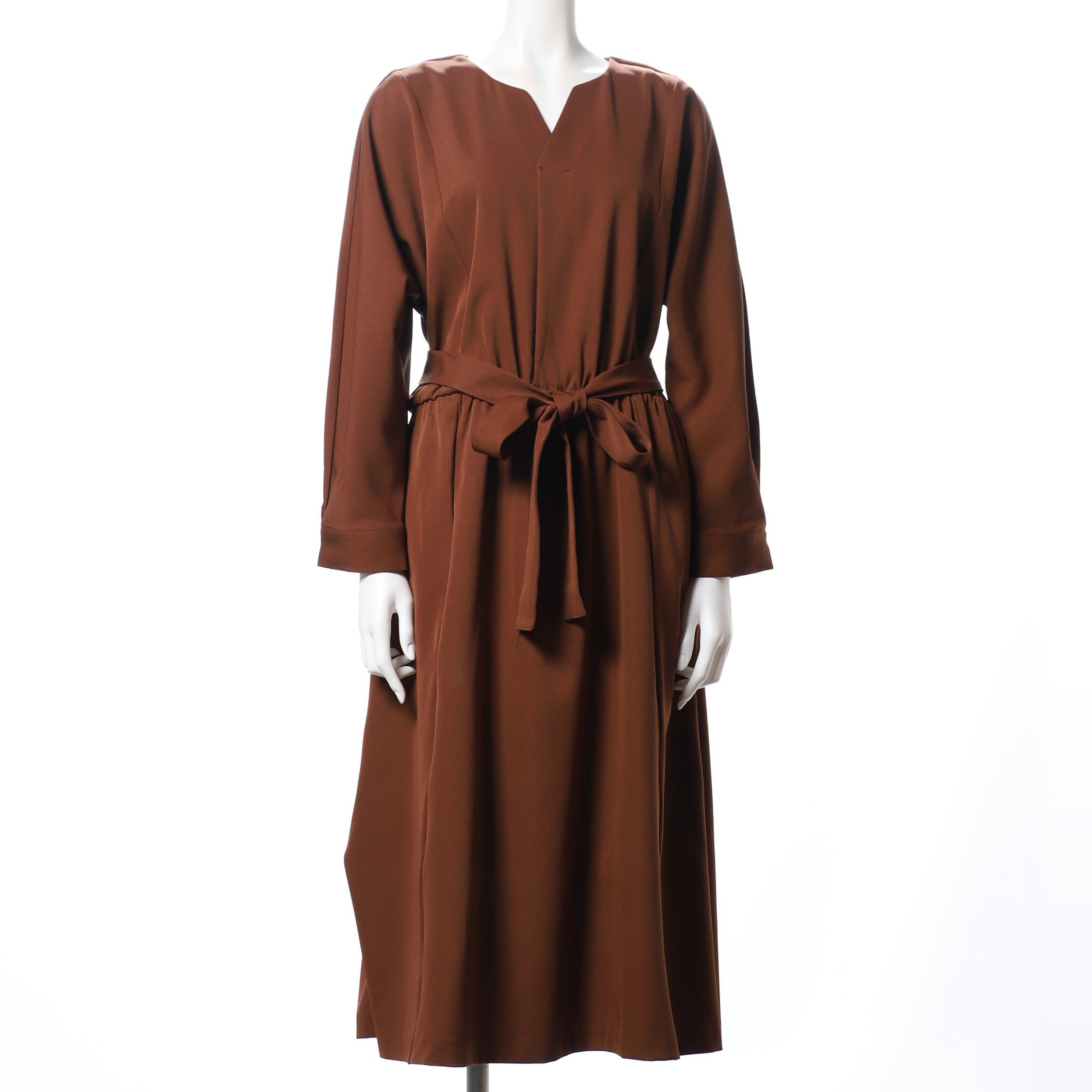 ウエストリボンオープンフロントネックワンピース