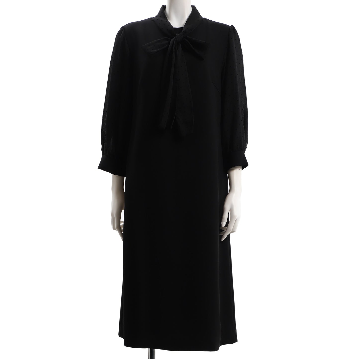 ドット柄Aラインワンピース