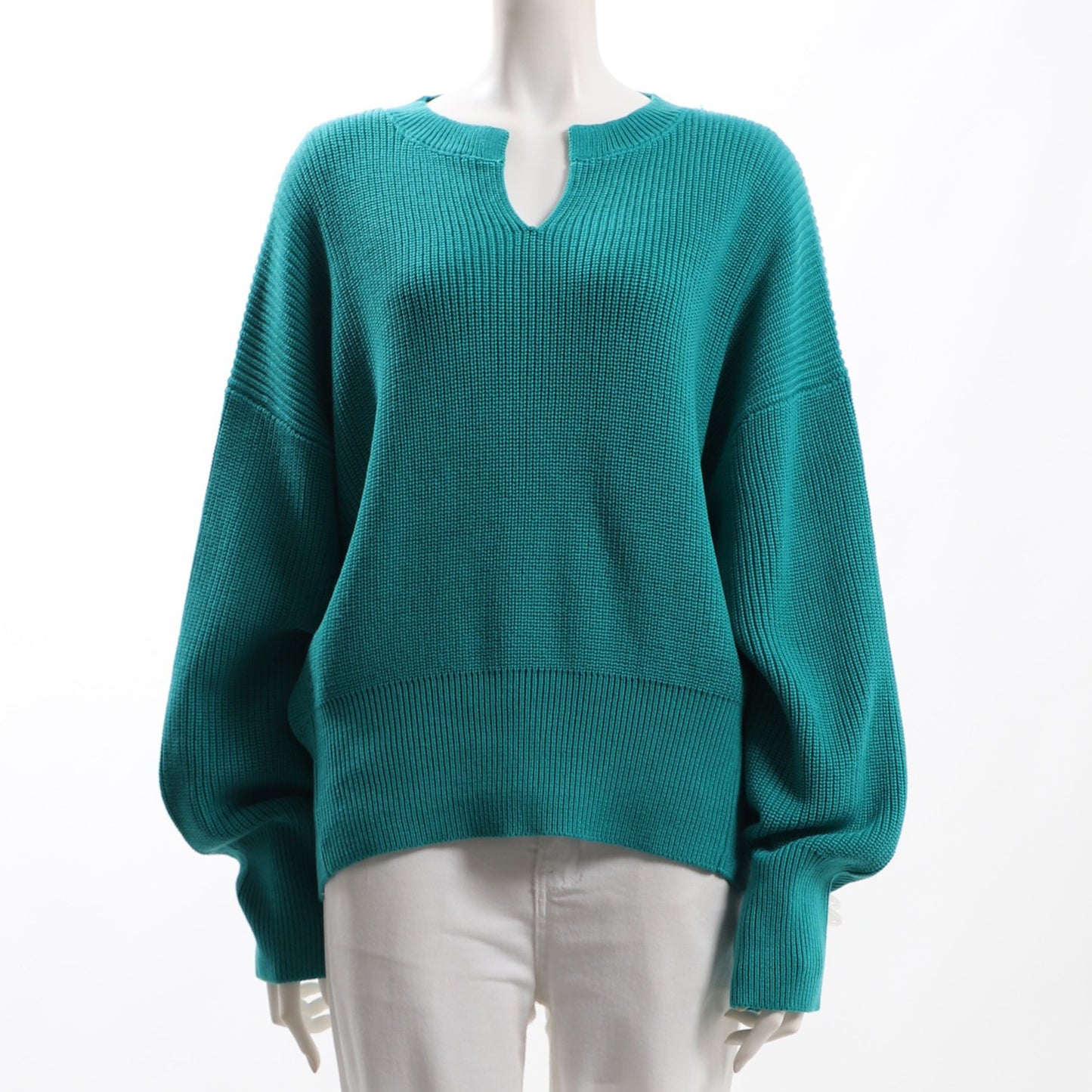 ドロップショルダーオープンフロントネックニット