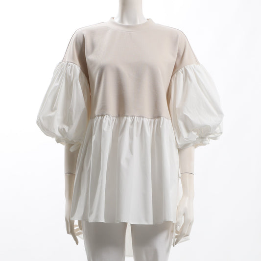 ボリュームスリーブ異素材切り替えブラウス