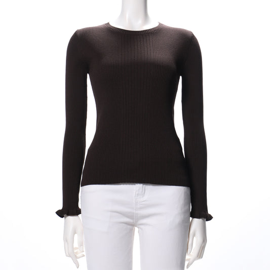 袖口フリルリブニット