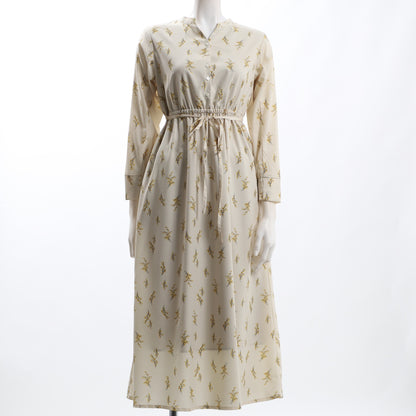 花柄フロントボタンウエストリボン総柄ワンピース