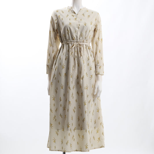 花柄フロントボタンウエストリボン総柄ワンピース