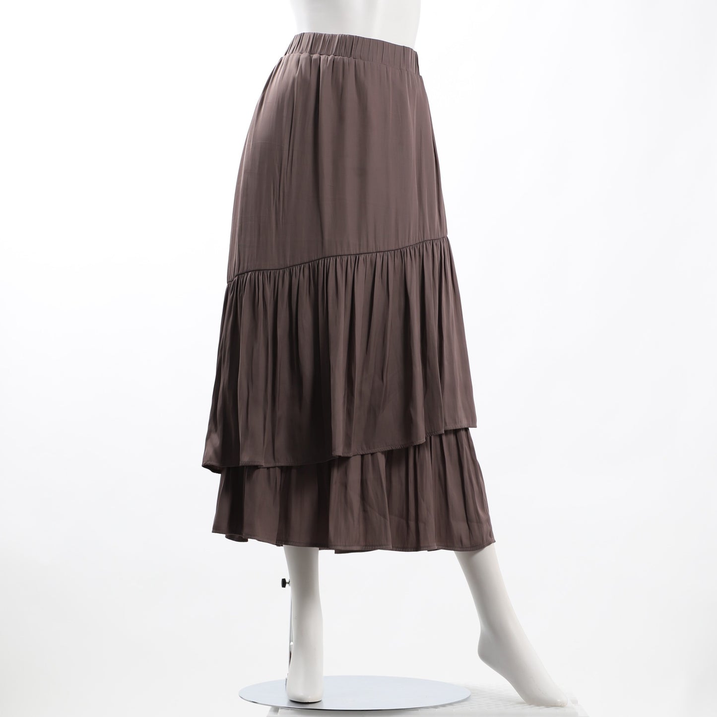 ドレープサテン切り替えギャザースカート