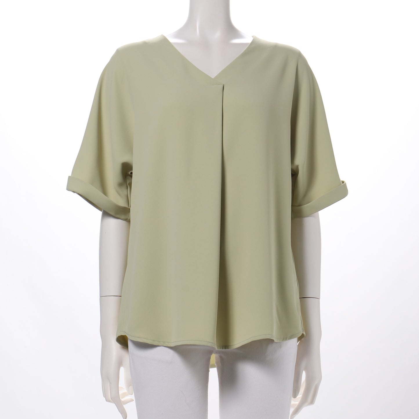 折り返し袖タックデザインブラウス