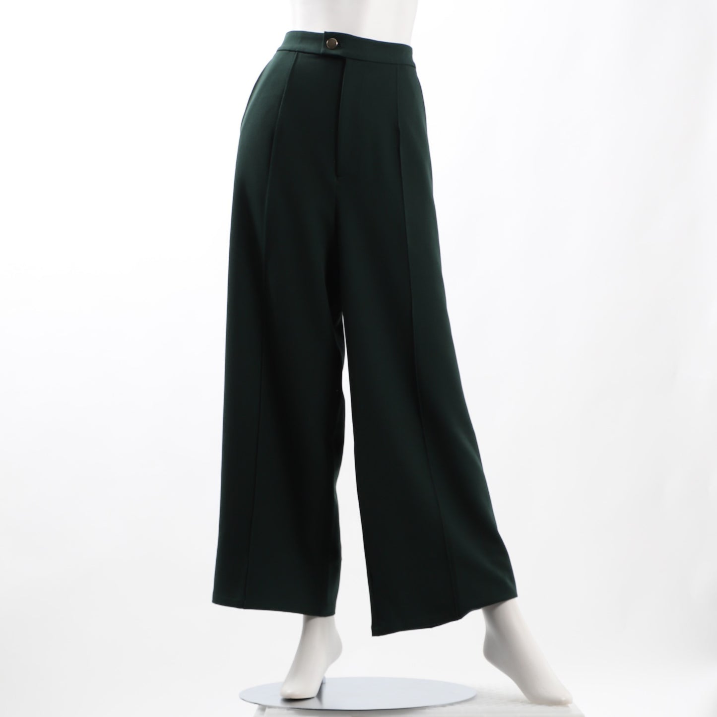 ウエストボタン付きワイドパンツ