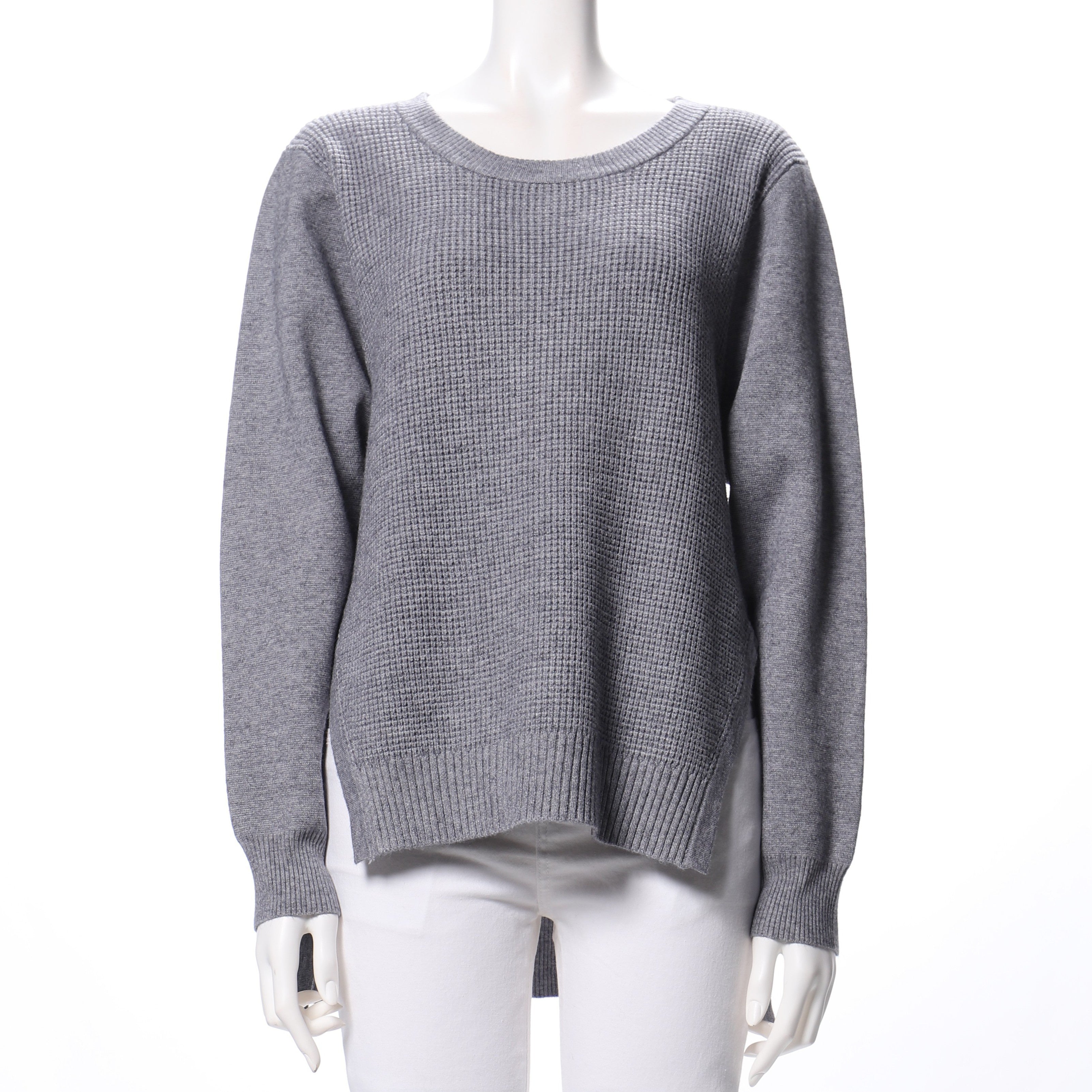 ワッフル編サイドスリットバックタックニット