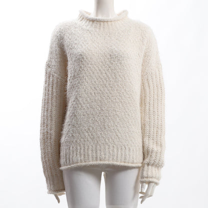 バスケット編ドロップショルダーオフネックニット