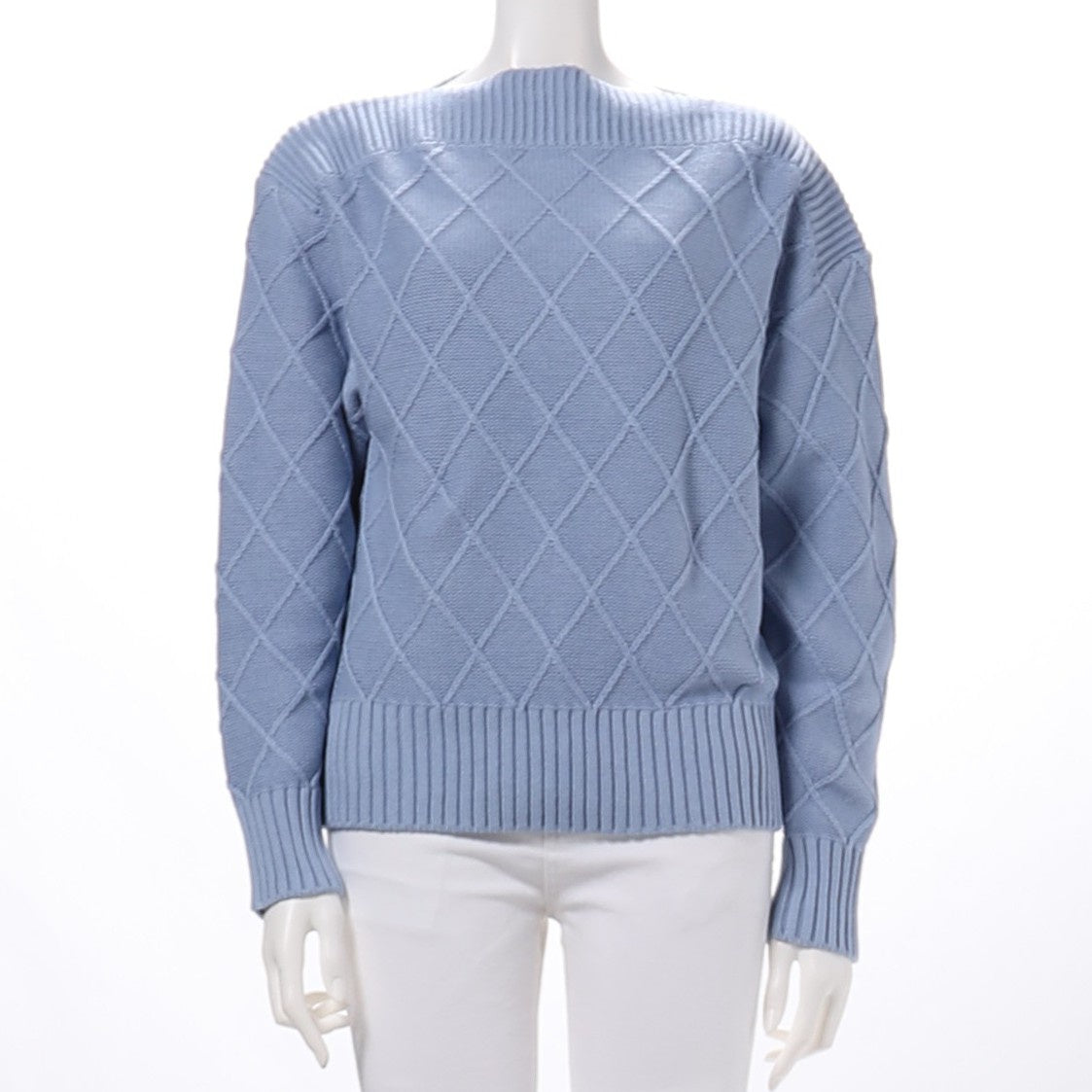 デザイン編みドロップショルダーニット