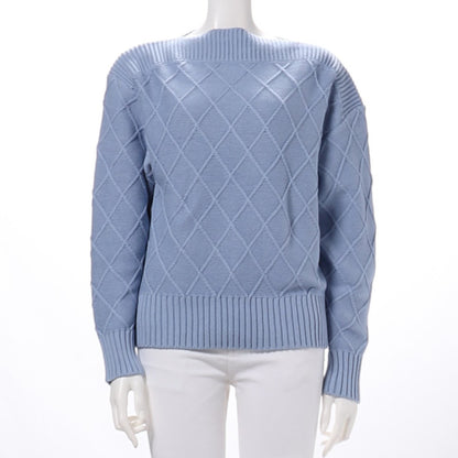 デザイン編みドロップショルダーニット