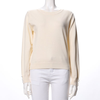 袖口装飾パールニット