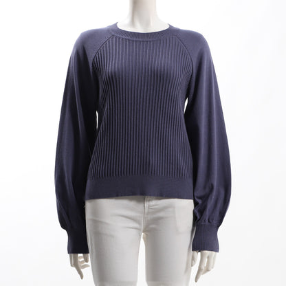 ピンストライプ切り替えラグランスリーブニット