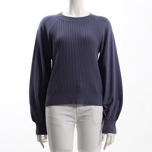 ピンストライプ切り替えラグランスリーブニット