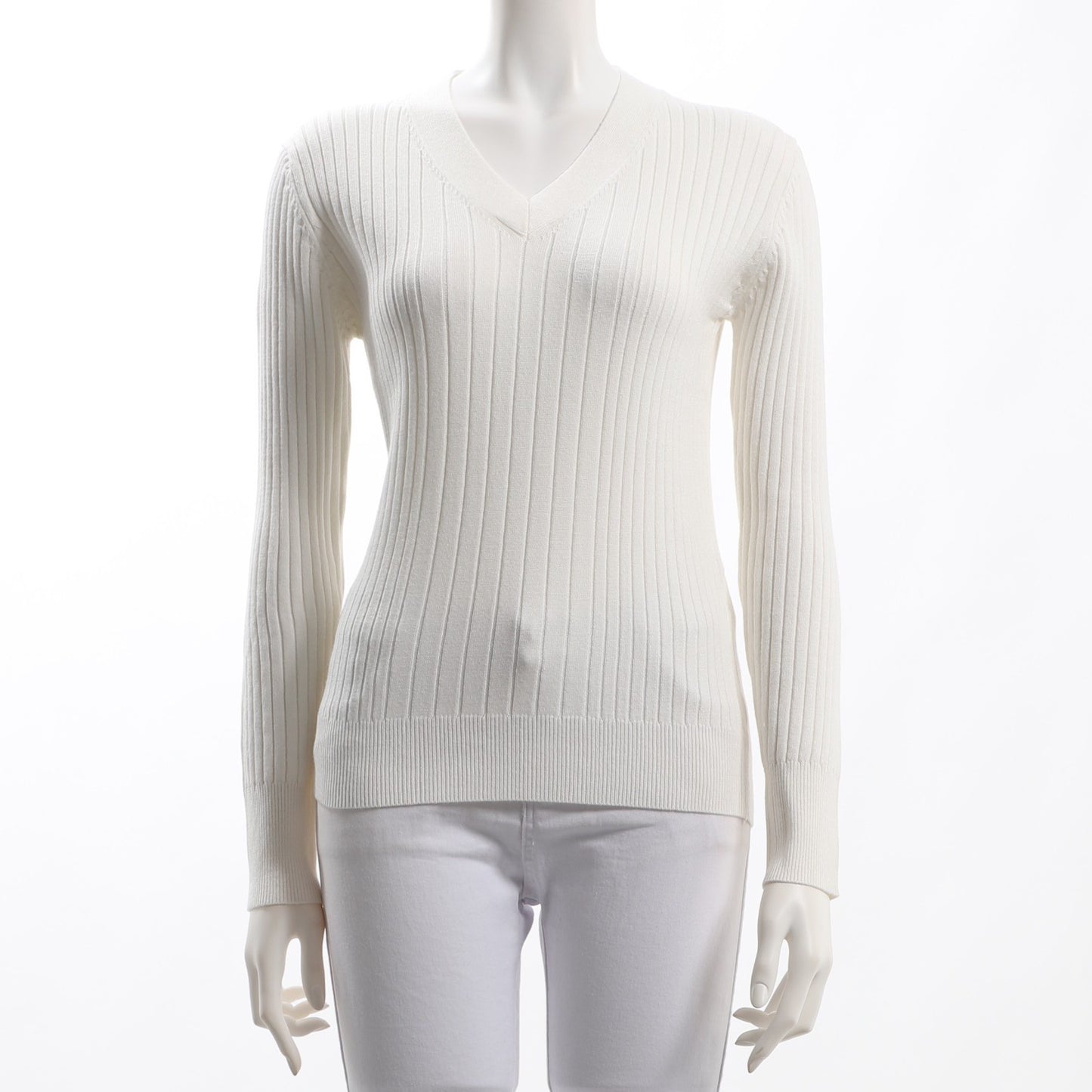 ランダムリブVネックニット