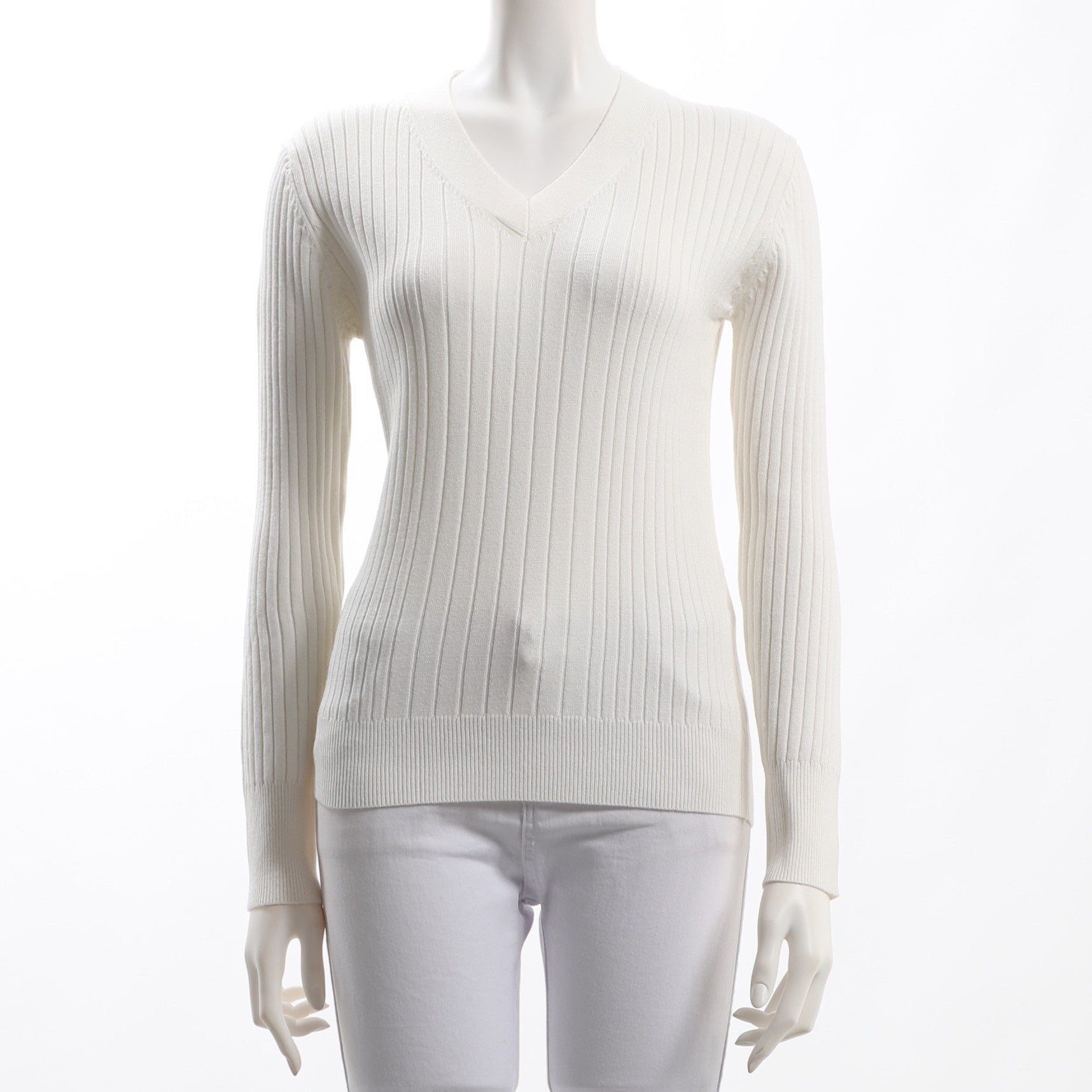 ランダムリブVネックニット