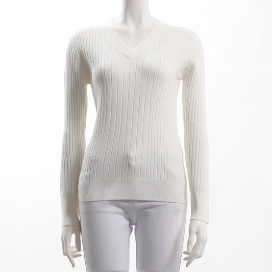 ランダムリブVネックニット