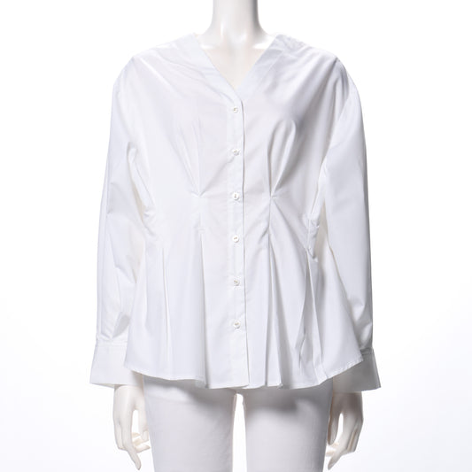 ウエスト切替えデザインVネックブラウス