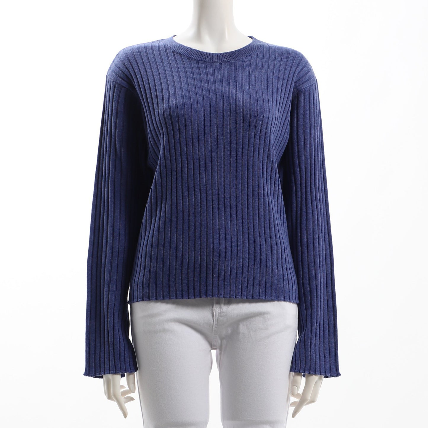 シンプルクルーネックリブニット