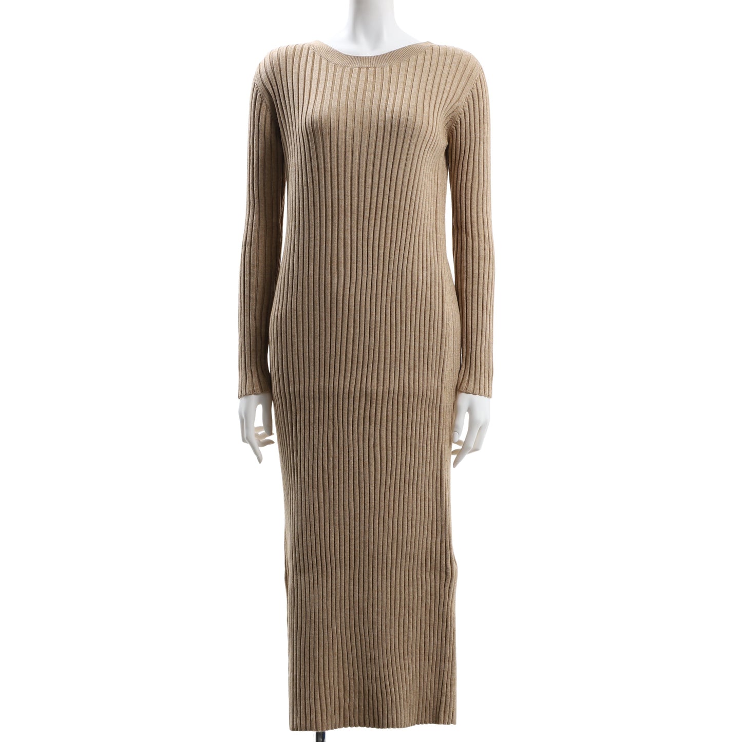 ボートネックリブニットワンピース