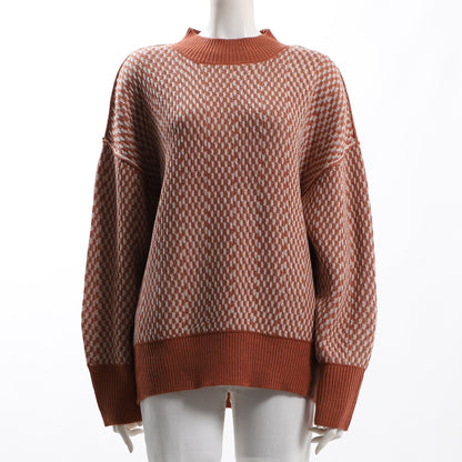 デザイン編みドロップショルダーニット