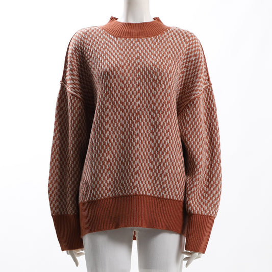 デザイン編みドロップショルダーニット