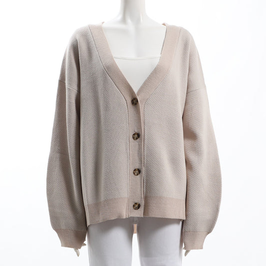 ヘリンボーン柄Vネックカーディガン