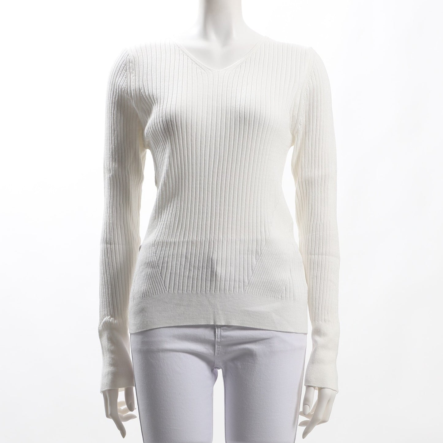 袖口ボタンデザインリブニット