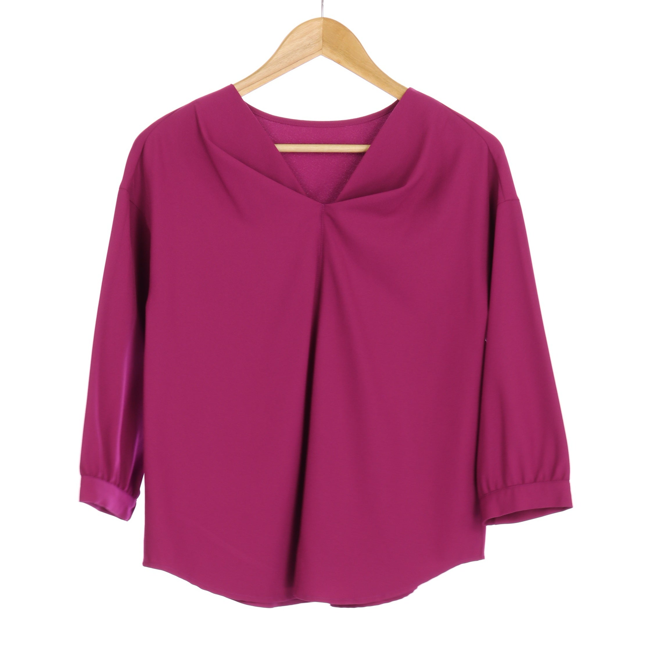 ストレッチジョーゼットVネックブラウス