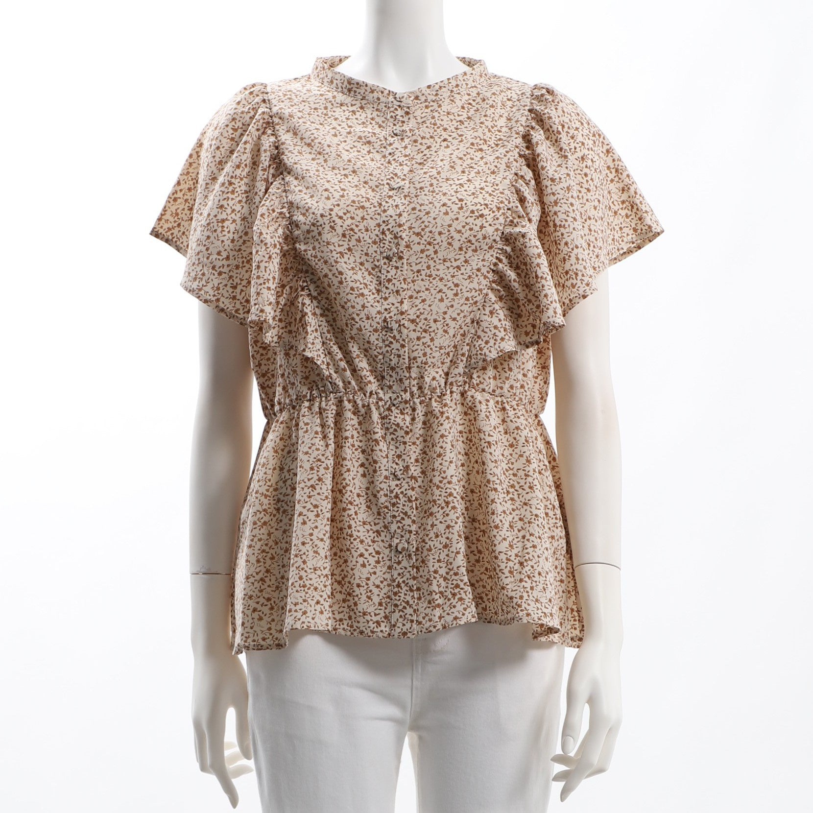 ラッフルスリーブペプラムブラウス