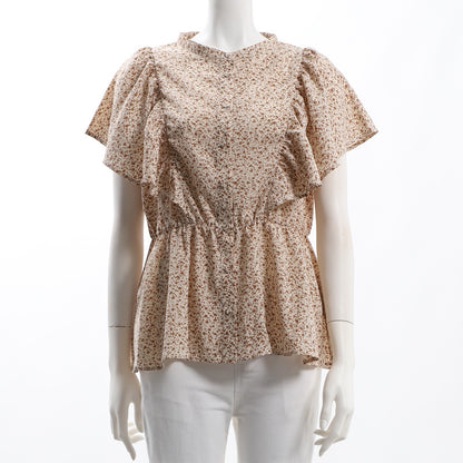 ラッフルスリーブペプラムブラウス