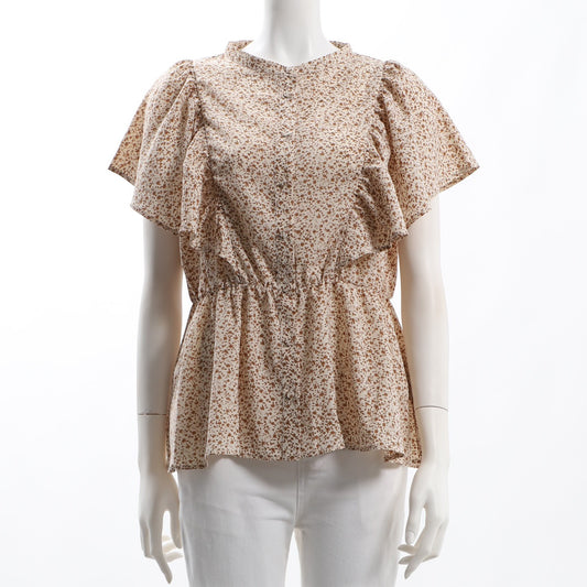 ラッフルスリーブペプラムブラウス