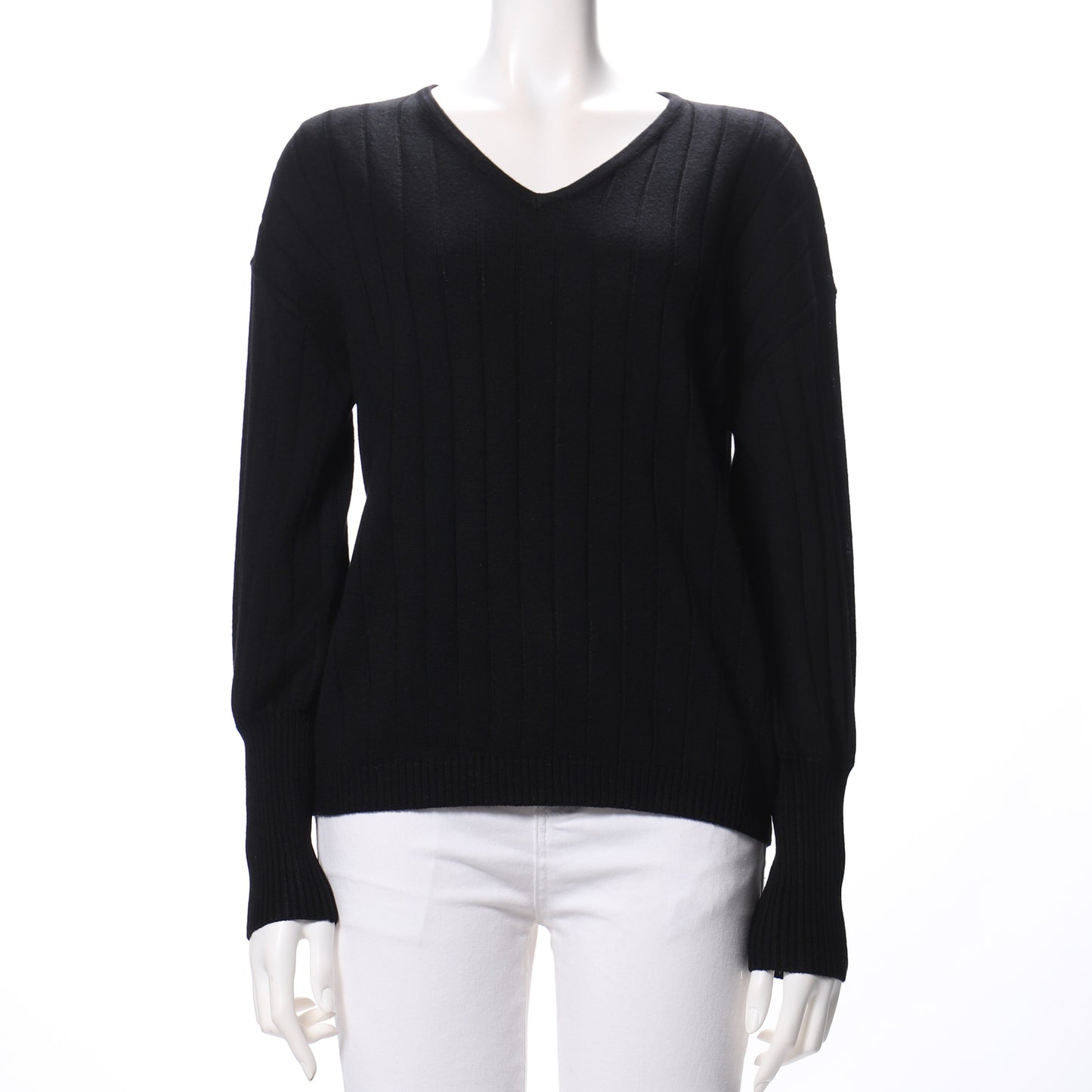ワイドリブVネックニット